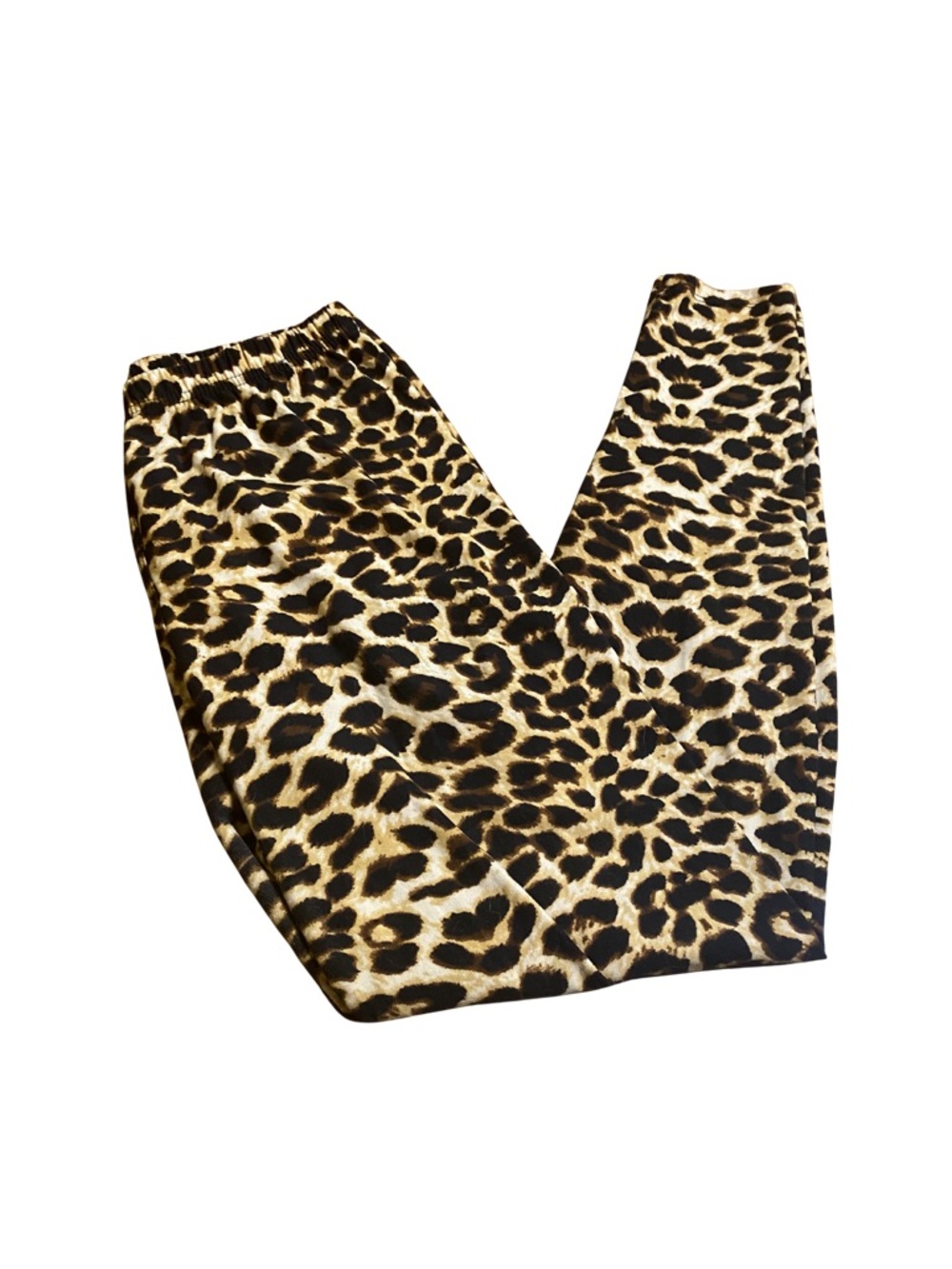 Agnes & Dora Leopard Print Leggings Large Brown Black Animal Print Stretch